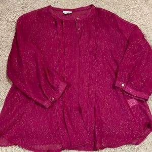 Magenta sheer blouse w/matching cami